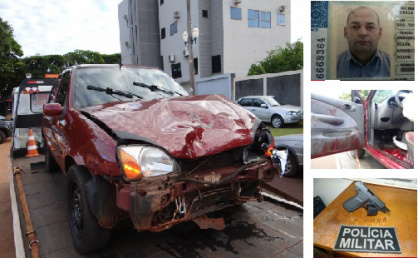 Homem atira contra si, atropela jovens e vai para hospital Homem colidiu contra moto pilotada por duas jovens - Fotos: Osvaldo Duarte