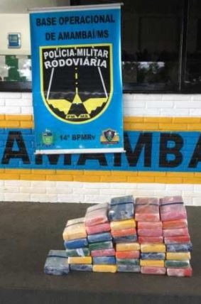 PRE apreende 40 quilos de cocaína em Amambaí