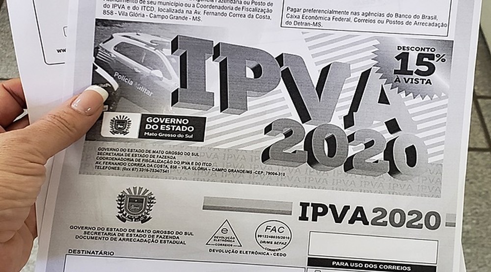 Atenção contribuintes: 28 de fevereiro vence a segunda parcela do IPVA 2020 Diana Gaúna/Governo do Estado de MS