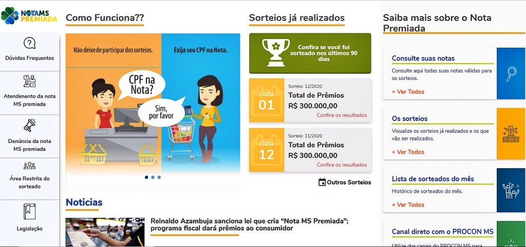 Reprodução/Site NotaMSPremiada