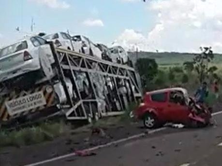 Vítimas de acidente entre carro e cegonha em rodovia eram pai e filho