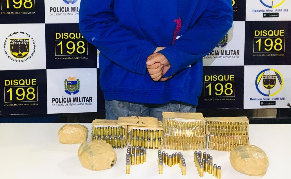 Homem é preso com 3,3 mil munições em rodovia de Mato Grosso do Sul Homem é preso com 3,3 mil munições em rodovia de Mato Grosso do Sul