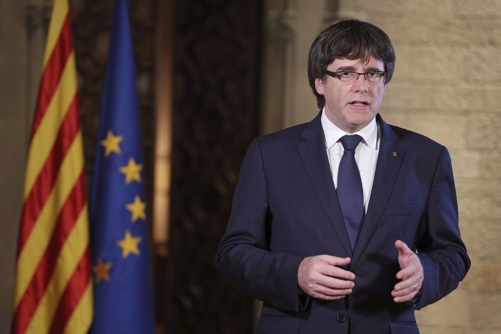 Carles Puigdemont, presidente regional da Catalunha (Foto: Ruben Moreno/Presidency Press Service, Pool Photo via AP)