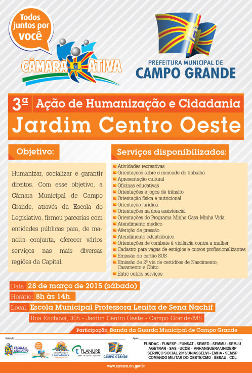 A ação, que atende as áreas mais carentes de Campo Grande, será realizada em todas as regiões da cidade, inclusive nos distritos de Anhanduí e Rochedinho