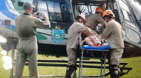 Mulher morre em colisão na rodovia e helicóptero da PM ajuda no resgate Militar do Corpo de Bombeiros foi socorrido e levado de helicóptero até a Santa Casa - Foto: Bruno Henrique / Correio do Estado