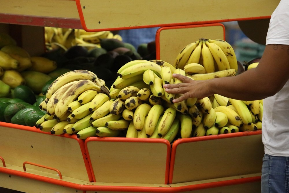 Cesta básica de Campo Grande tem maior alta em março entre capitais Banana foi o item que sofreu maior alta com 26,09% no mês de março em Campo Grande (Foto: Fabio Tito)