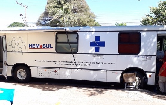 Hemosul faz coleta de sangue no dia 30 na sede Sanesul Ônibus do Hemosul facilita doação de sangue - Divulgação
