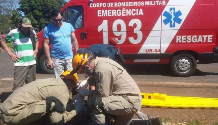Idoso fica ferido em acidente de duas motocicletas na MS-376