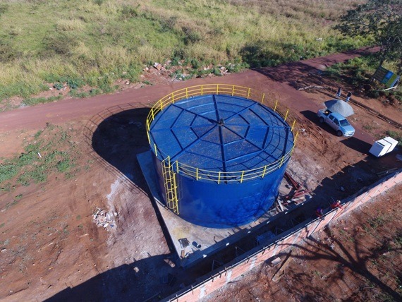 Corumbá: Reservatório de 500 mil litros de água está em fase de conclusão 77% da obra já foi concluída. - Divulgação