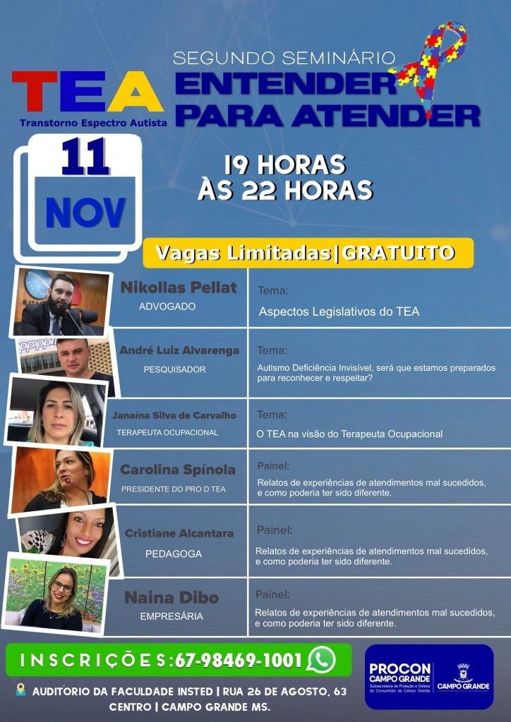 II Seminário sobre Transtorno do Espectro Autista traz tema: Entender para atender Divulgação