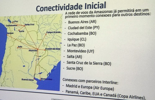 Voo da Amaszonas vai conectar Mato Grosso do Sul a nove países a partir de dezembro Apresentação mostra opções de conexão para passageiros que saem da Capital de MS.