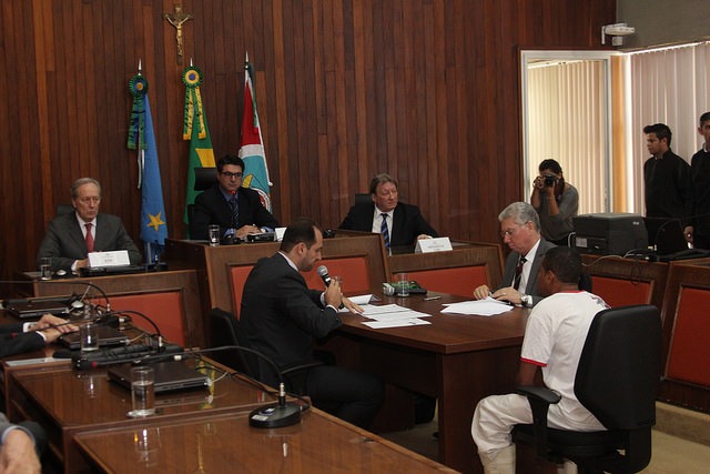 Em MS, 35% dos presos são soltos nas audiências de custódias Audiência de Custódia inaugural em Campo Grande com presença do ex-presidente do STF, ministro Ricardo Levandowski. Foto: CNJ