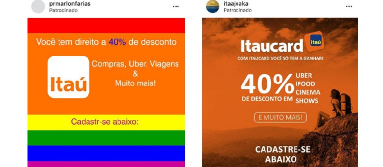 Post patrocinados que oferecem promoções falsas. Reprodução