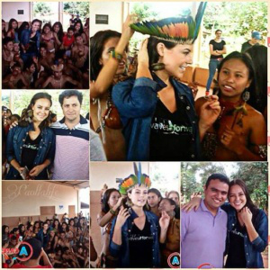 Paolla Oliveira participa de comemoração do Dia do Índio em aldeia de MS As fotos do momento foram divulgada em uma rede social, do qual a atriz tem conta-Foto: Divulgação