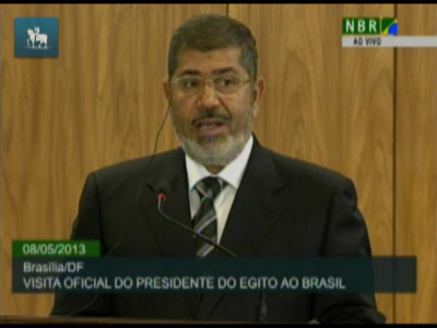 Morsi quando esteve no Brasil em 2013 ainda como Presidente do Egito/Foto NBR