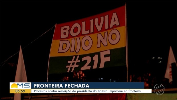 Bolivianos fecham fronteira com Corumbá em manifestação contra reeleição de Evo Morales (Reprodução/TV Morena)