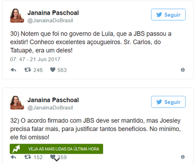 Janaina Paschoal acusa Lula de ser dono da JBS
