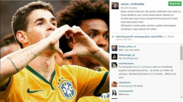 Meia Oscar, do Chelsea, usou as redes sociais para lamentar a sua ausência na Copa América Foto: Reprodução / Instagram