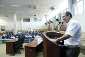 Saúde de Dourados acolhe quase metade dos municípios do Estado Secretário de Saúde, Sebastião Nogueira, em discurso durante abertura da Conferência Municipal de Saúde – Chico Leite