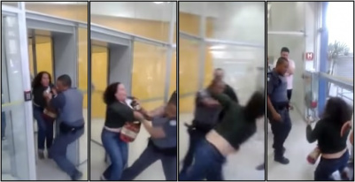 Soldado que atirou cliente de banco no chão foi exonerado pela PM (Imagem: Youtube)