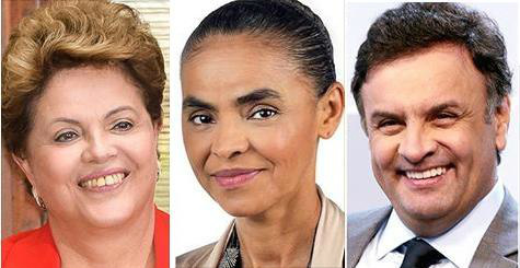 Dilma Rousseff (PT)  Marina Silva (PSB)  Aécio Neves (PSDB) novo cenário eleitoral. Foto Reprodução EnfoqueMS