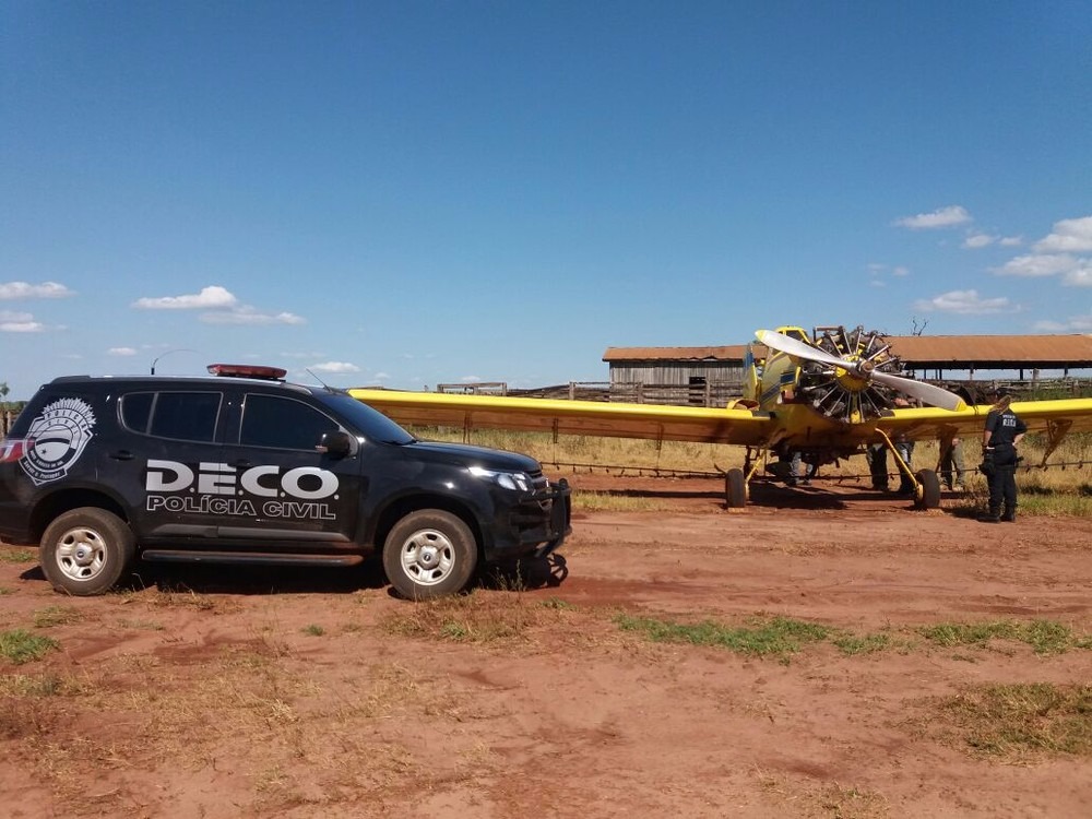 Aeronave suspeita de manutenção irregular em MS (Foto: Polícia Civil/Divulgação)