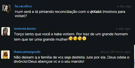 Carol Celico publica mensagem sobre amor e seguidores torcem por reconciliação com Kaká: ‘Torço tanto para que voltem’