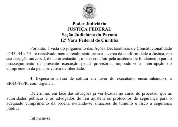 Veja íntegra da decisão que determinou libertação de Lula Veja íntegra da decisão que determinou libertação de Lula