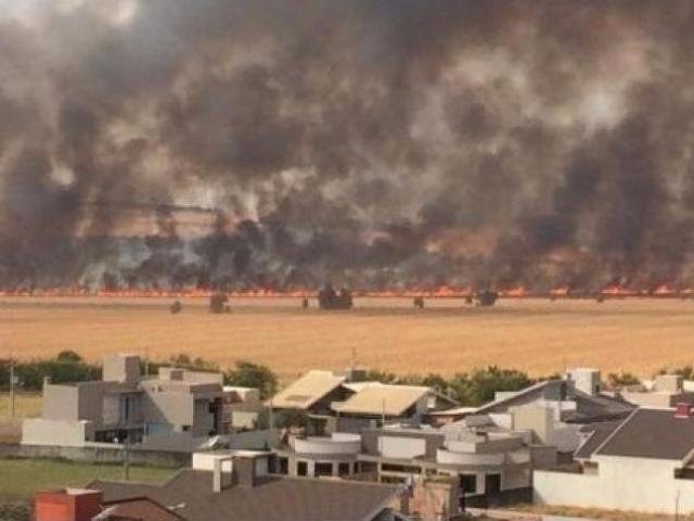 Com drone e GPS, Defesa Civil calcula área atingida por incêndio na terça Incêndio atingiu três áreas distantes cerca de 4,5 km uma da outra (Foto: Divulgação)