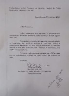 Juiz Odilon pede desfiliação do PDT, depois de 2 anos e meio no partido Juiz Odilon pede desfiliação do PDT, depois de 2 anos e meio no partido