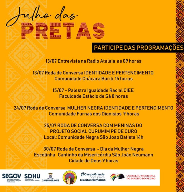 Confira calendário de eventos da campanha “Julho das Pretas” Confira calendário de eventos da campanha “Julho das Pretas”