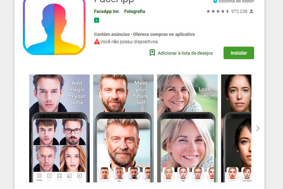 Aplicativo FaceApp pode abrir porta para abusos com dados dos usuários Reprodução FACE App
