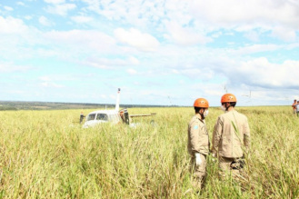 Avião fez pouso forçado em uma fazenda. (Foto: Fernando Antunes)