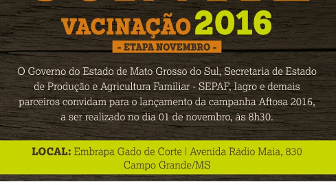 Os bovinos e bubalinos com até 24 meses de idade do Planalto e Zona de Fronteira devem receber a imunização nesta etapa da campanha. Para a região pantaneira, optante novembro, deverá ser imunizado todo o rebanho.