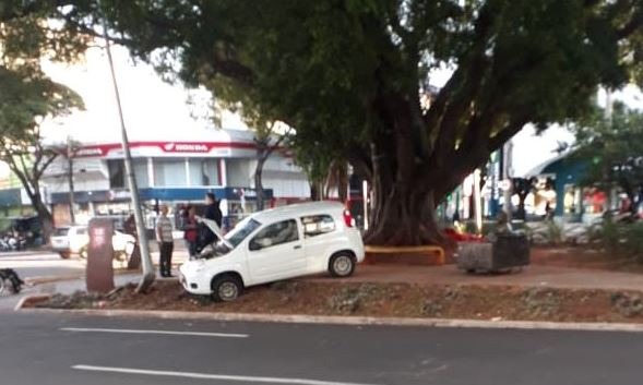 Por pouco carro não bate em monumento "Manoel de Barros" Rede social