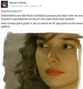 Post de Gloria Perez alerta para denúncia sobre falsa minissérie que falaria de sua filha Daniella (Foto: Reprodução/Facebook/Gloria Perez)