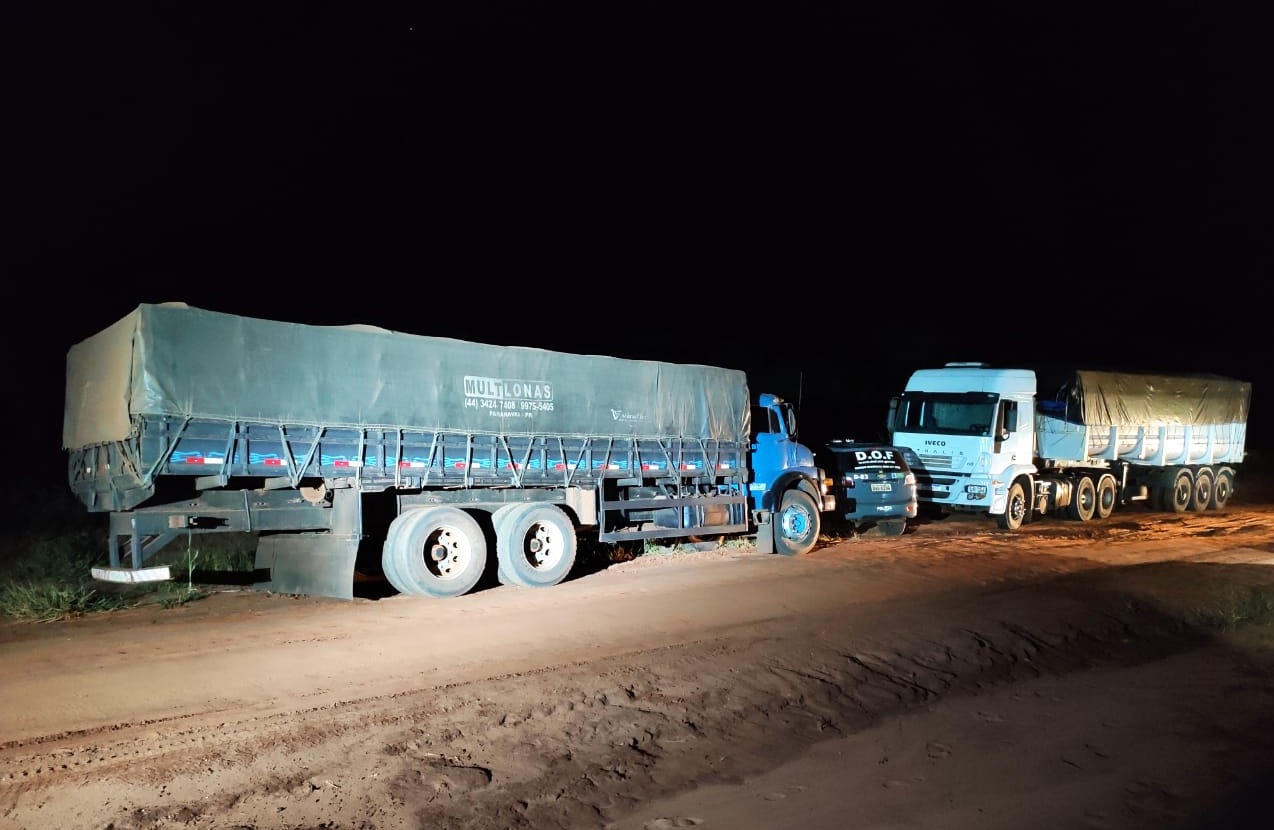 Caminhões carregados com cigarros contrabandeados foram apreendidos pelo DOF