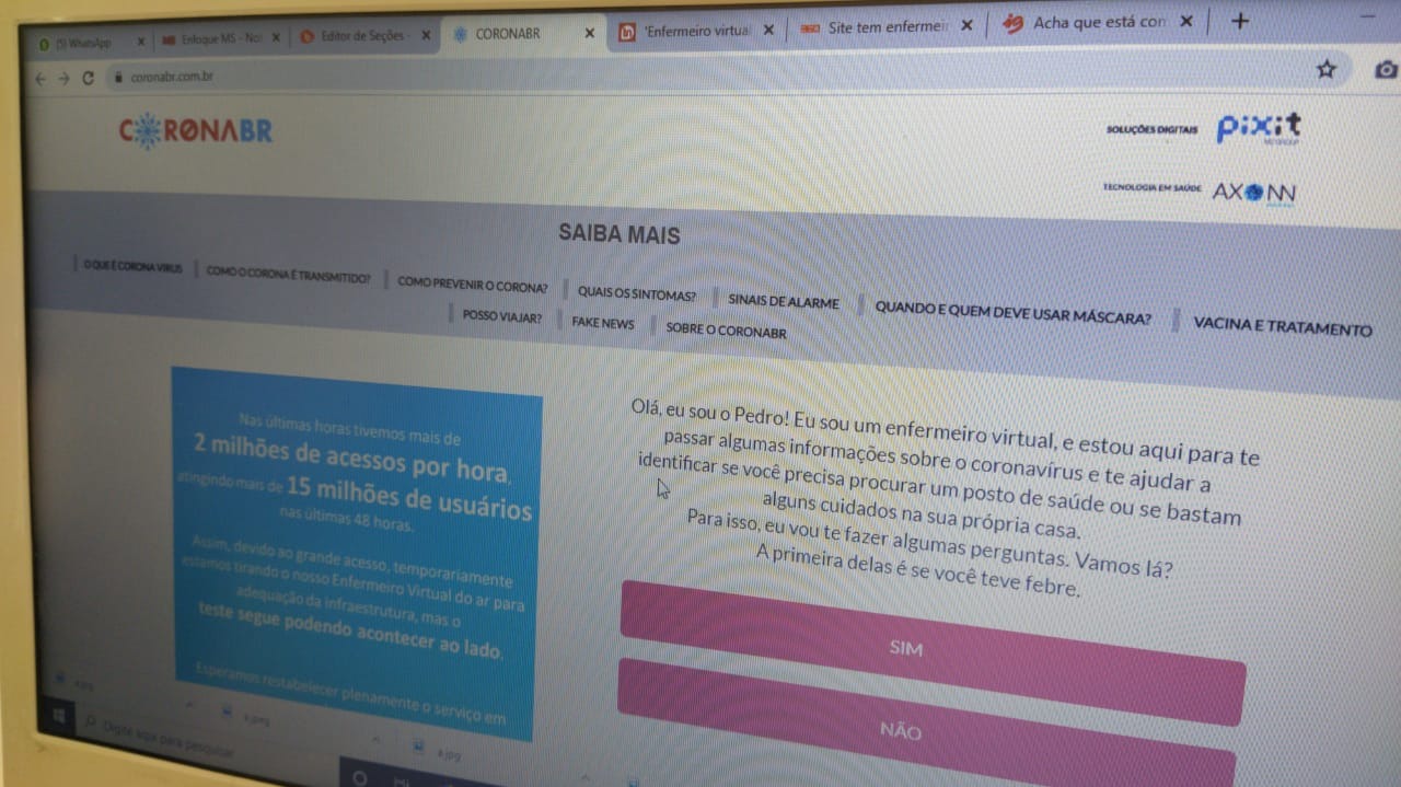 'Enfermeiro virtual' auxilia no diagnóstico do coronavírus via internet