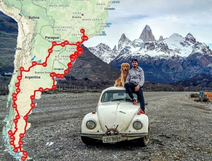 A incrível jornada de Jesse e Shurastey que viajam de fusca pelo mundo Juntos já passaram por quatro países.
Foto: Arquivo pessoal