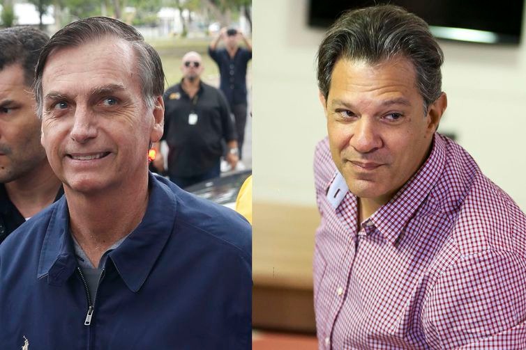 Os candidatos à Presidência Jair Bolsonaro (PSL) e Fernando Haddad (PT). - Tânia Rego / Marcelo Camargo / Agência Brasil