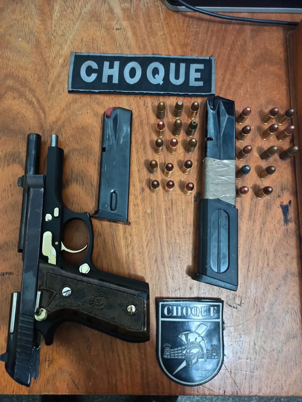 Morre em confronto com Choque o mentor da quadrilha do chapéu Pistola apreendida com o autor “Velho do PCC” ou “Andorinha”. Divilgação/Choque