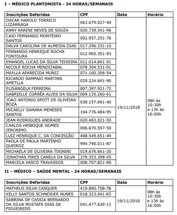 Prefeitura convoca 40 médicos de atendimento ambulatorial, plantonista e saúde mental