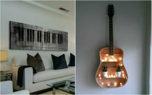 Se você gosta de música, pense nos instrumentos e notas musicais na hora de decorar a casa. Foto: Divulgação