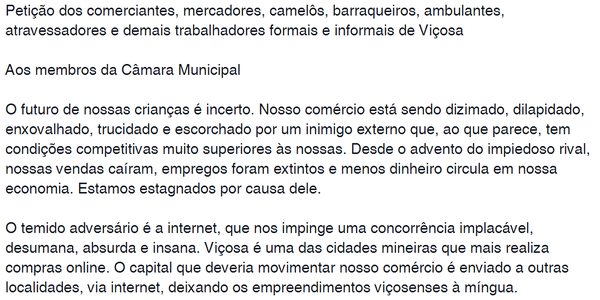 Petição pra proibir a internet é divulgada... na própria internet