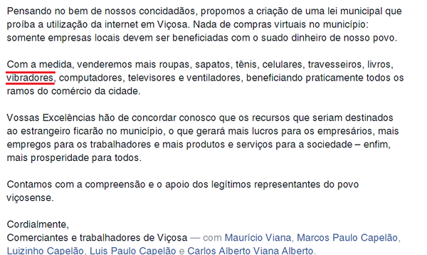 Petição pra proibir a internet é divulgada... na própria internet