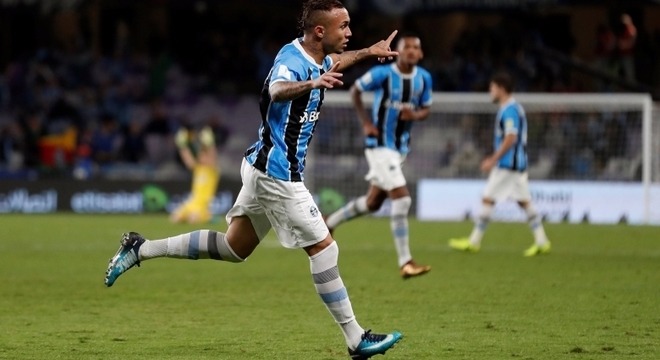 Éverton comemora seu gol contra o Pachuca: a esperança do Grêmio é a criação
Matthew Childs/Reuters - 12.12.2017