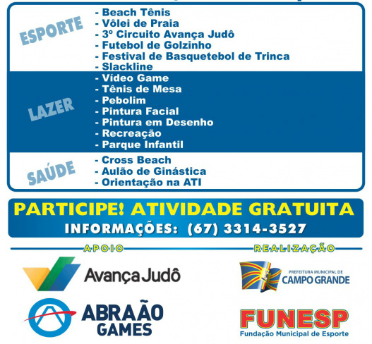 Atividades de esporte, lazer e saúde serão realizados na Praça Elias Gadia neste sábado