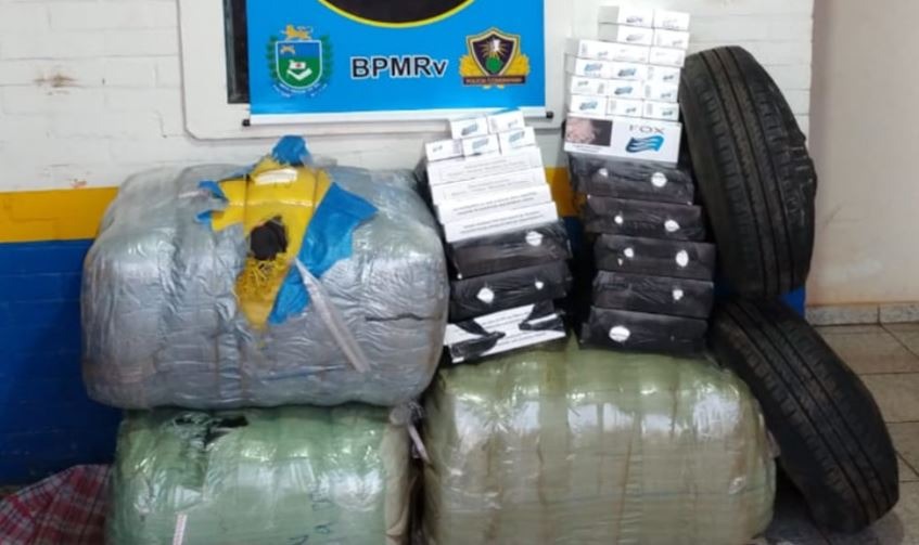 Pmr apreende eletrônicos, pneus e contrabando de cigarro na ms-164