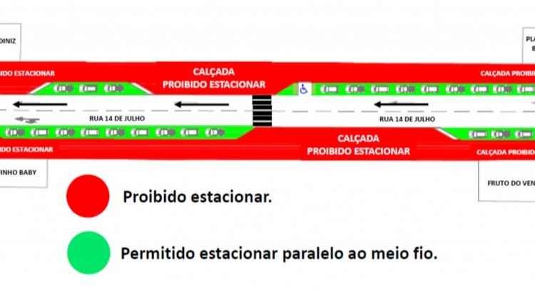 Agetran orienta motoristas a estacionar na nova quadra da Rua 14 de Julho
