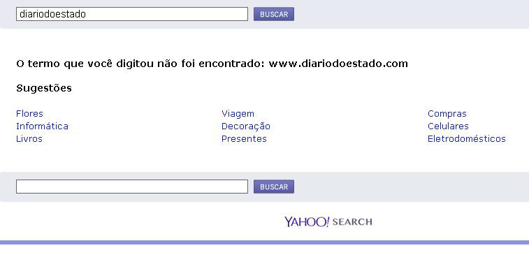 Ao fazer busca pelo nome do site aparece termo não encontrado.
Foto Reprodução Enfoque MS